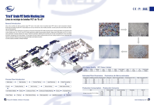 B to B Grade PET Bottle Recycling Washing MachineLine/Línea de reciclaje de botellas PET de "B a B"