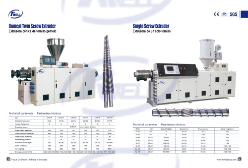 PVC Conical Twin Screw Extruder Extrusora cónica de tornillo gemelo