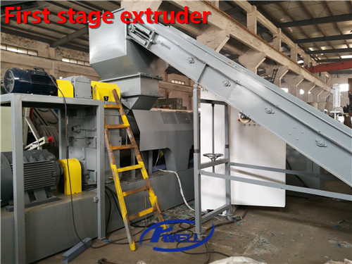 500-800kg/h PE PP film nonwoven bag three stage pelletizing recycling extruder line