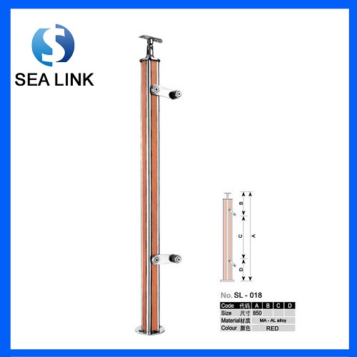 SL-018 304 Stainless Steel&Wooden Handrail/Railing/Balustrade for frameless glass