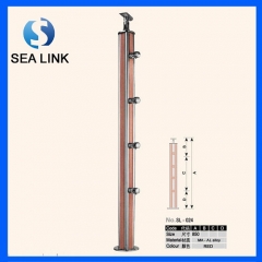SL-024 304 Stainless Steel&Wooden Handrail/Railing/Balustrade for frameless glas...