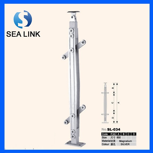 SL-034 304 Stainless Steel&Wooden Handrail/Railing/Balustrade for frameless glass