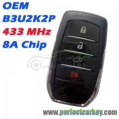 OEM B3U2K2P 433MHZ 8A Chip Smart Key for Toyota Fortuner SW4 2016-2022