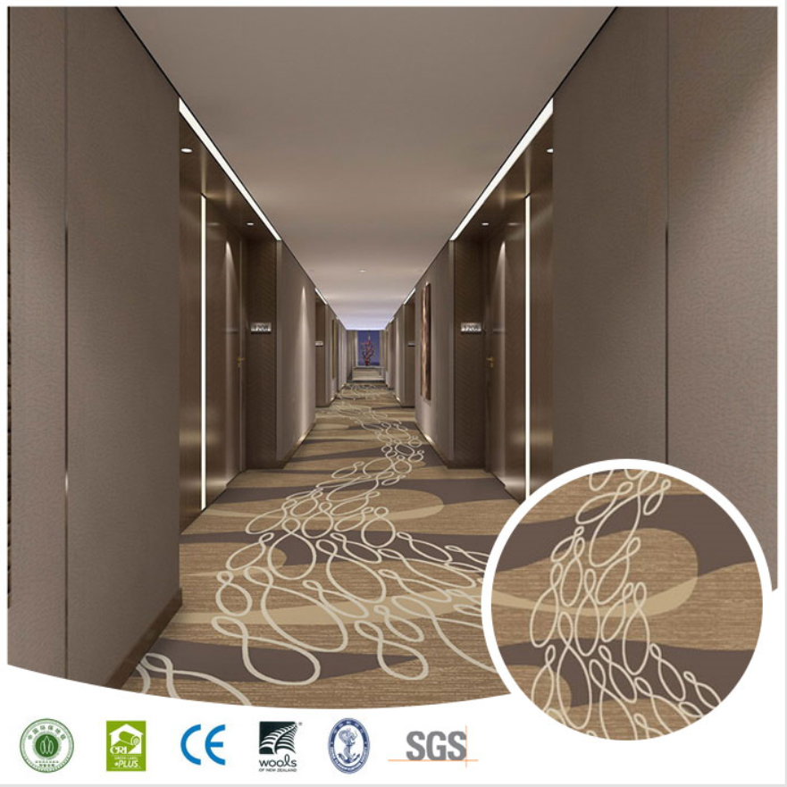 Luxury Hotel Used Corridor Carpet With Floral Wall To Wall Pattern