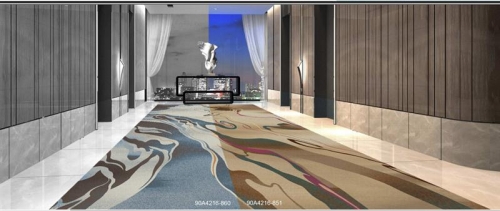 Nylon Printed Carpets For Hotels Blue And Grey Custom Design Wall To Wall Carpet Flooring