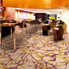 Nylon Printed Carpets For Hotels Blue And Grey Custom Design Wall To Wall Carpets