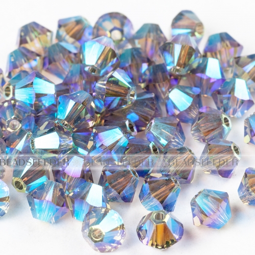 50pcs Austrian Crystal Beads, 5301/5328 4mm, Bicone beads,Black diamond AB2X/ 215AB2X , Size: about 4mm long, 4mm wide, Hole: 1mm