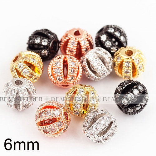 6mm clear CZ shamballa round ball bead Micro Pave Bead,Clear Cubic Zirconia CZ beads,for men and women Bracelet