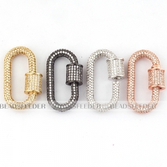 Clear CZ Screw on fully pave Oval Shape Clasp for metal chain and cord,Pave Oval Lock,28x16mm,1pc
