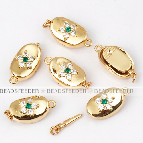Green CZ Bean shape clasp for bracelet and necklace