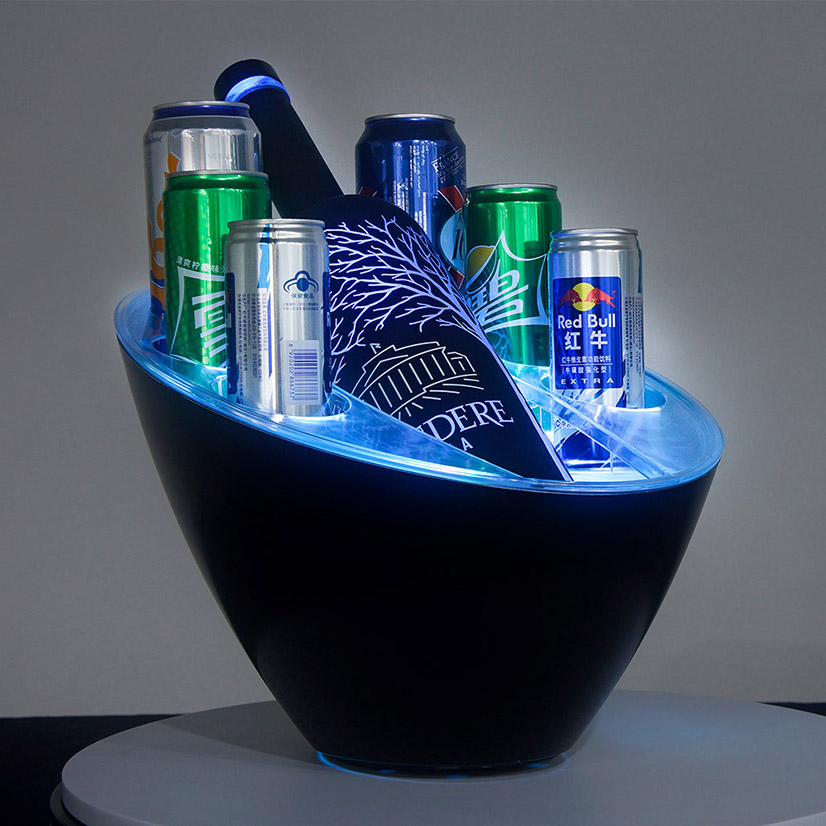 Jixi hot made black color led Ice Bucket with holder