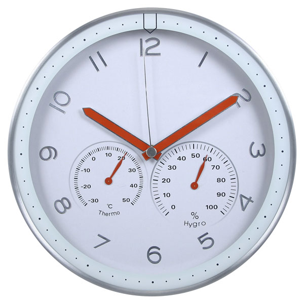 thermometer & hygrometer metal wall clock