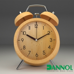 Twin Bell Wooden Table Clock