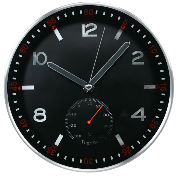 aluminium thermometer wall clock