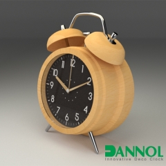 Twin Bell Wooden Table Clock