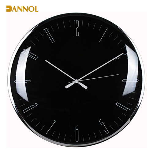 Cool black Cambered glass lens metal wall clock