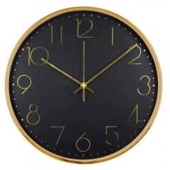 Golden Finishing Metal Wall Clock