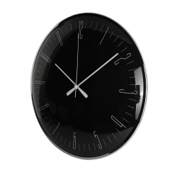 Cool black Cambered glass lens metal wall clock