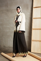 In stock muslim embroidered dubai front open abaya-LR23