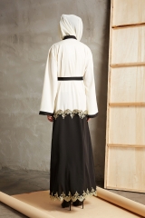 In stock muslim embroidered dubai front open abaya-LR23