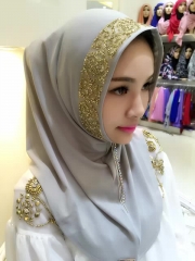 Muslim women lace edge Korea Crystal Hemp 7 colors instant hijab-TJ2989