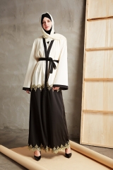 In stock muslim embroidered dubai front open abaya-LR23