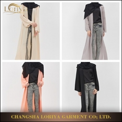 Cheap chiffon maxi dubai kimono front open abaya-LR01
