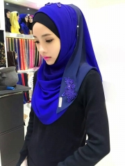 Embroidered chiffon and polyester 13 colors instant hijab-TJ3000