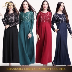 In stock popular muslim dubai lace abaya maxi dress-MS151