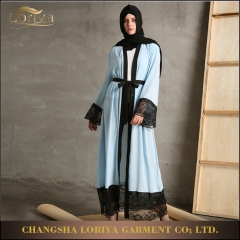 Charming islamic women maxi lace front open abaya-LR27