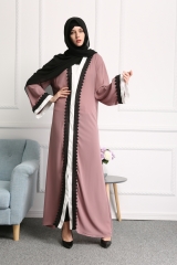 Wholesale modern lace kimono Dubai front open Abaya-LR25