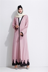 New arrival pearl pink open abaya-LR44