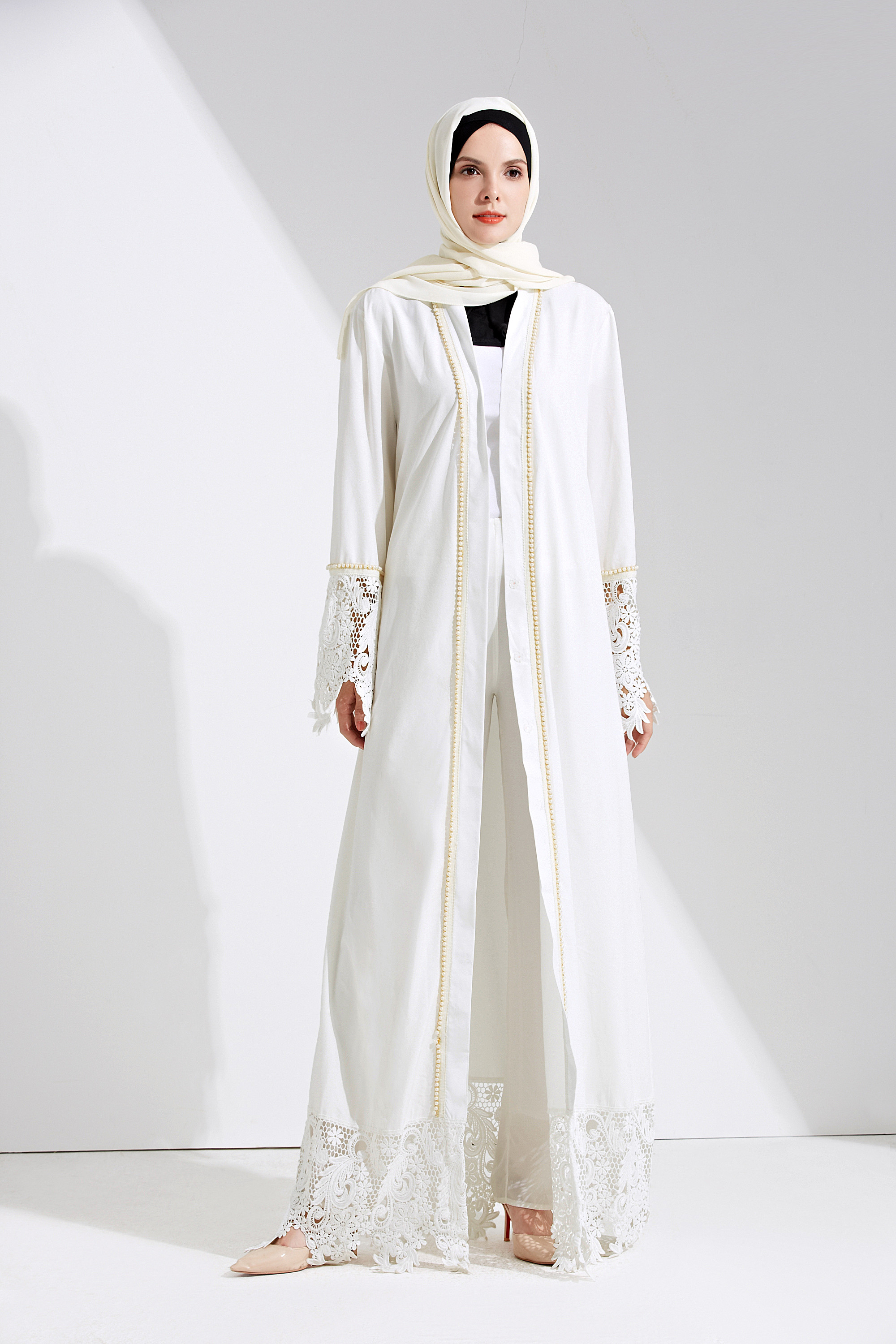 white open abaya