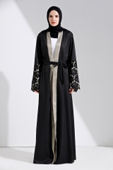 New arrival black abaya with lace sleeves-LR52