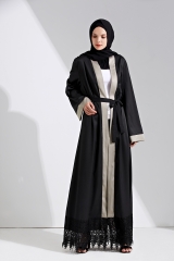 Fashion muslim women dress black open abaya-LR53