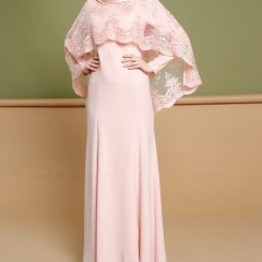 Muslim milk slik dress with lace mantle-LR58
