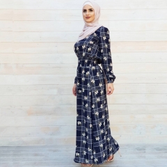 Muslim Cotton Printing Abaya Dress LR219