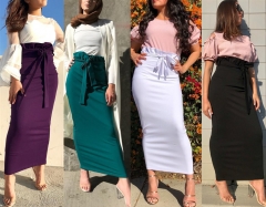 4 Color Heavy Jersey Long Muslim Skirts SK9026