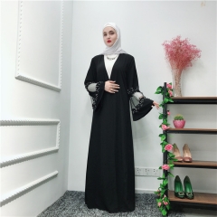 fashion Kaftan soft crepe open abaya with pearl-LR256