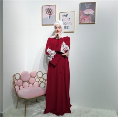 hot selling muslim maxi dress lace and soft crepe-LR265