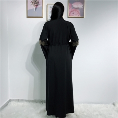 dubai women soft crepe open abaya fashion muslim long dress-LR283