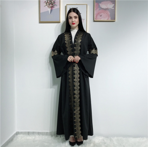 dubai women soft crepe open abaya fashion muslim long dress-LR283