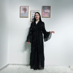 Latest Dubai dress with shinny pieces sequin abaya muslim for EID-LR288