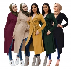 Muslim women knit abaya Dubai turkish cardigan coat Arabic dress