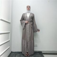 splice pleated open abaya-LR298