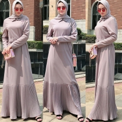 Latest fashion women pleated long dress muslim abaya