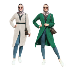 women cardigan sweater coat casual knit long sleeve abaya outwear jacket