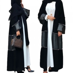 Popular women open Abaya with hand make pearl attachement