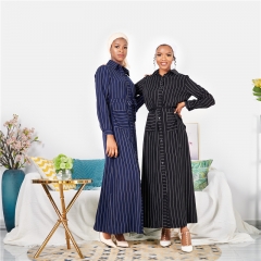 Long open striped cardigan abaya