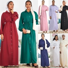 Muslim simple shirt abaya dress with button